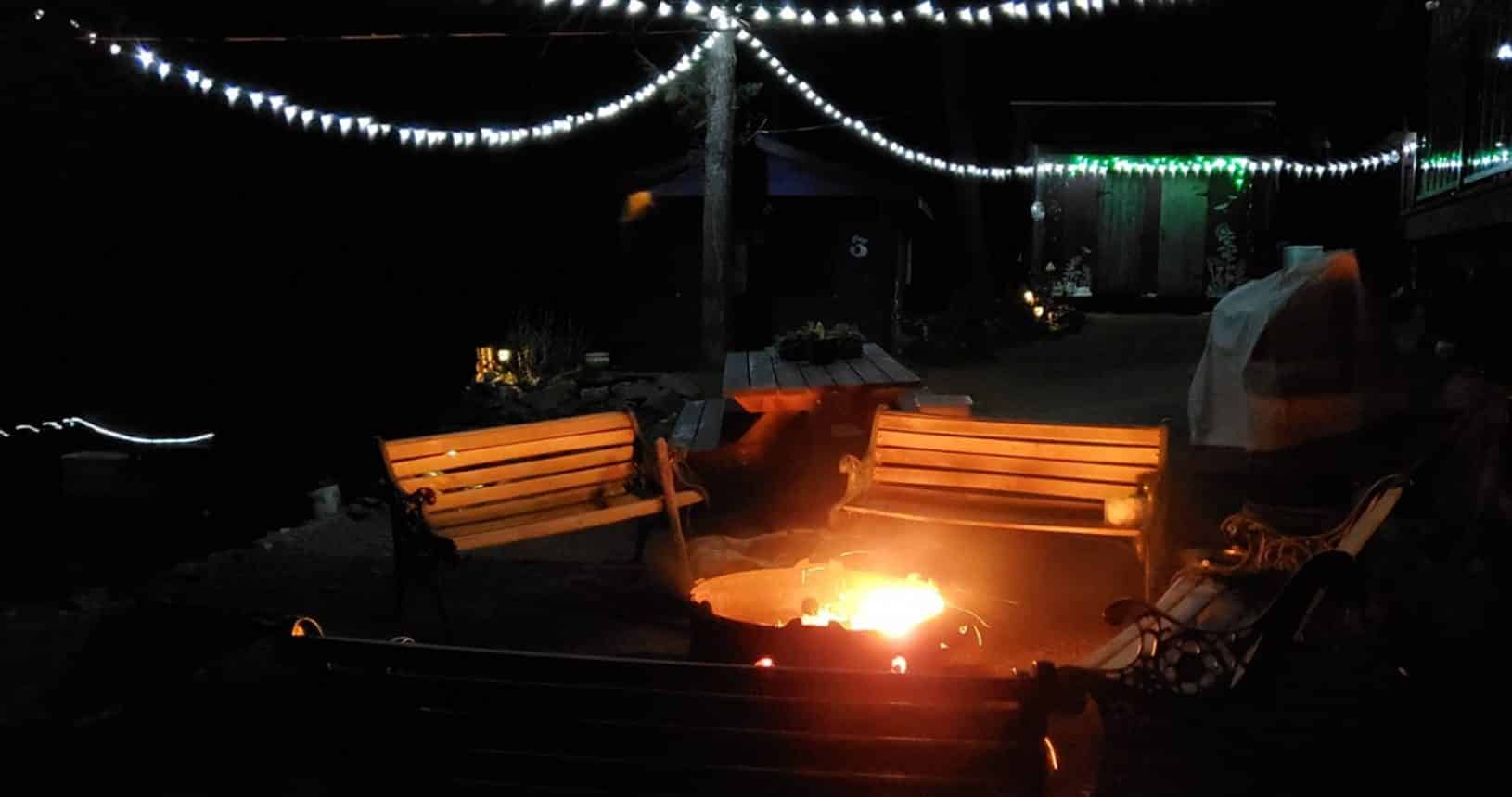 campfire at Loon Lake resort